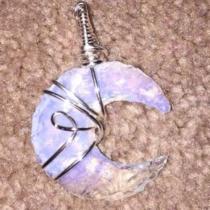 Wire wrapped opalite moon pendant